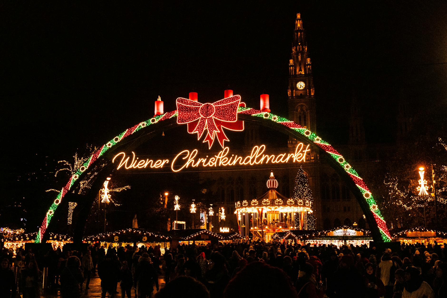 entrance to the christmas market in vienna